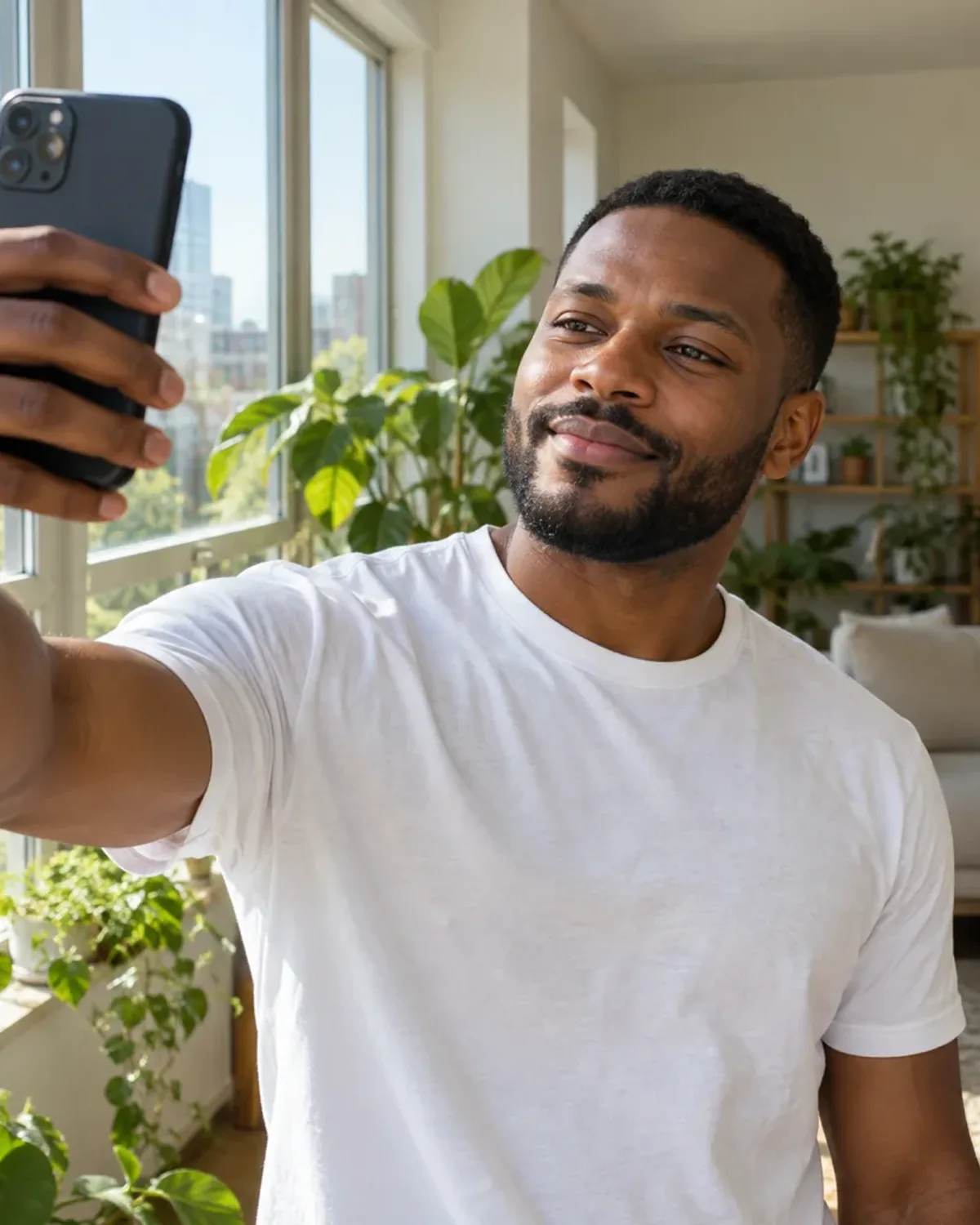 Taking a daylight selfie by a north-facing window